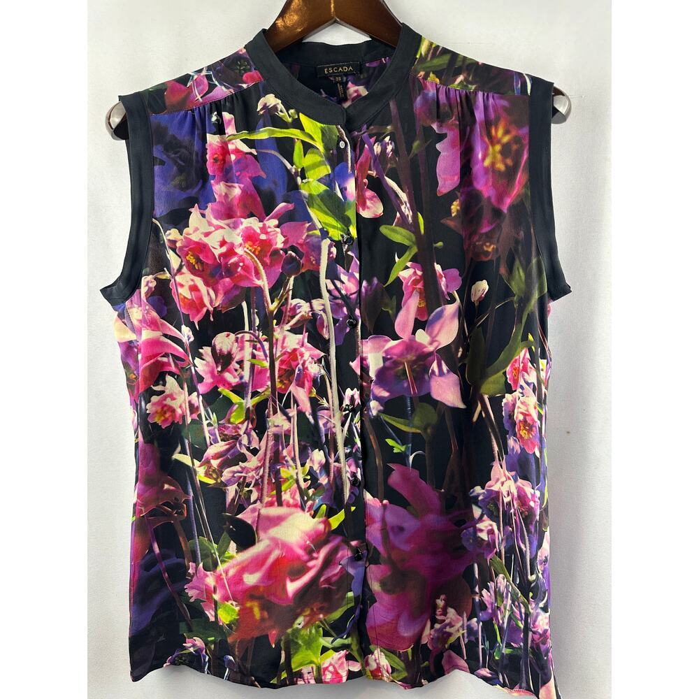 Women’s Escada Floral Sleeveless Blouse Size 38 US 8